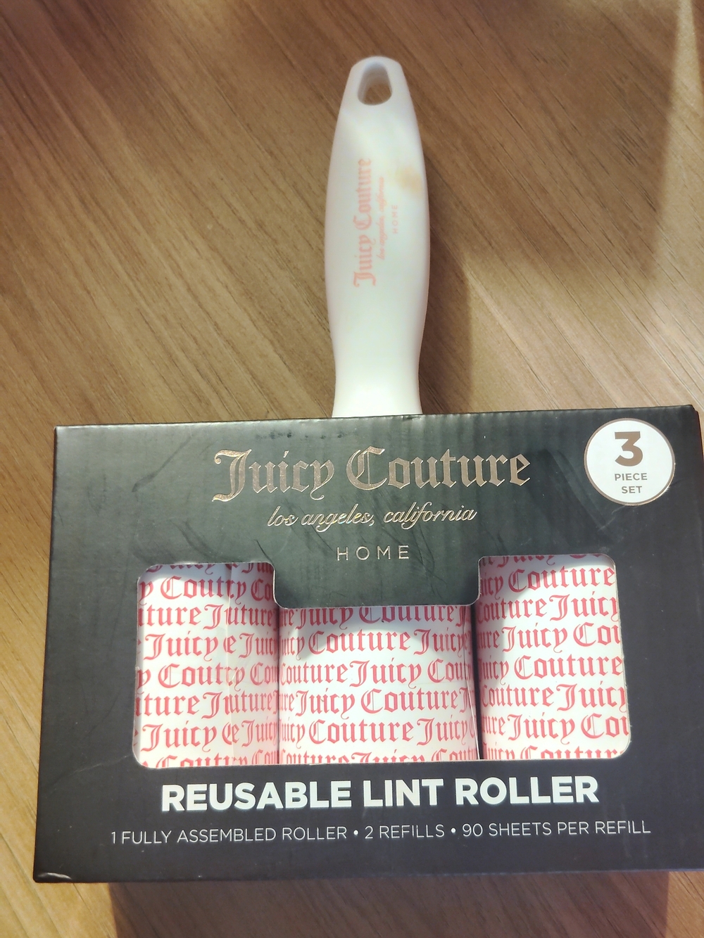 Juicy Couture Reusable Lint Roller - White Handle with Pink Logo